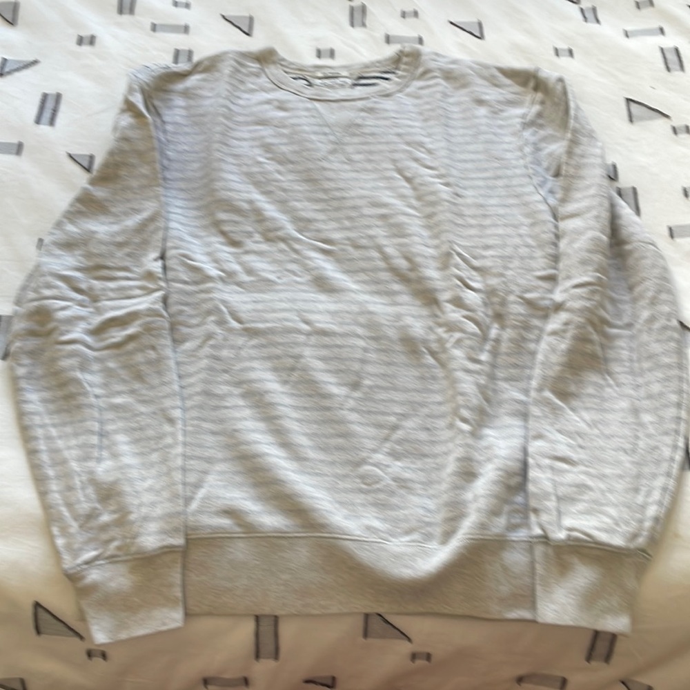 All Saints Reverse Tonal Stripe Crewneck